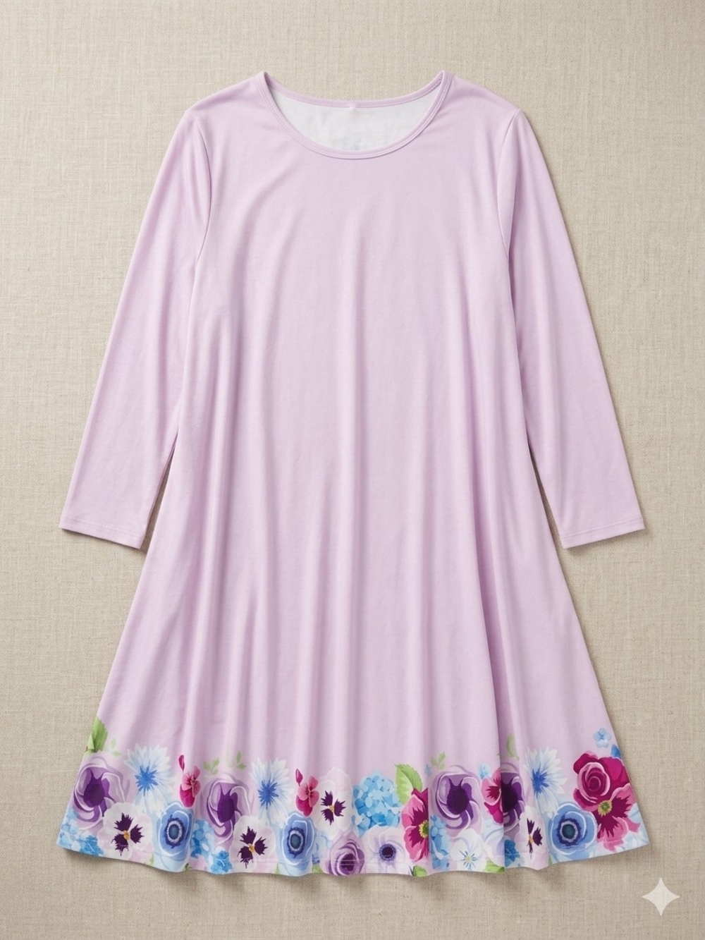 Light Pink Floral Hem Swing Dress